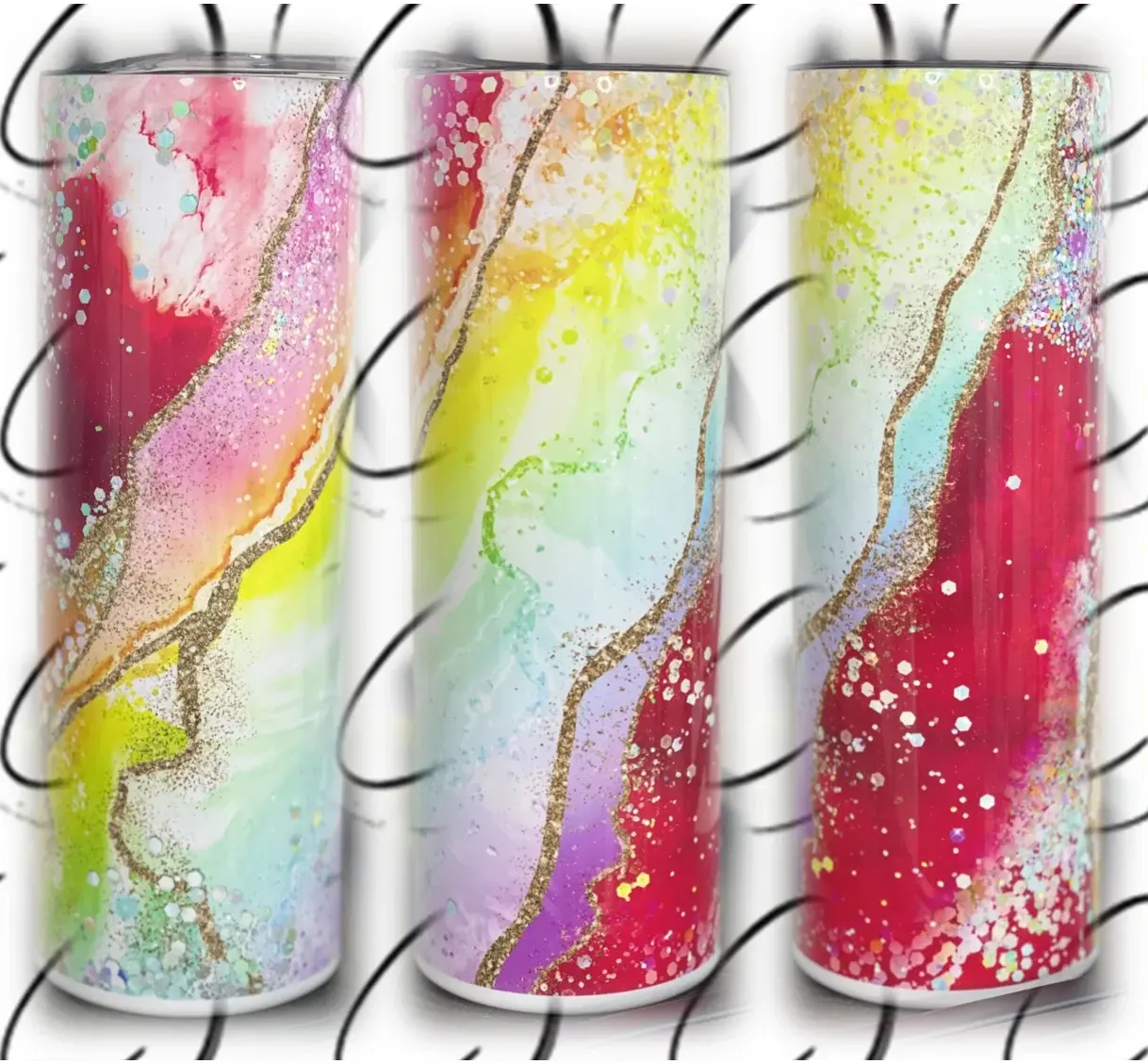 PREORDER: Red Rainbow Geode Skinny Tumbler Ave Shops