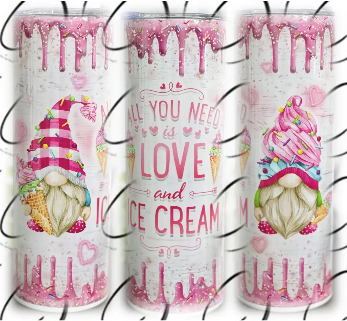 PREORDER: Love & Ice Cream Gnome Skinny Tumbler Ave Shops