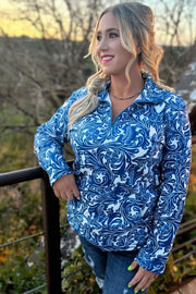 Tailgate Party Pullover Blue/White