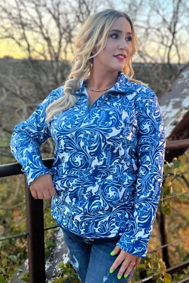 Tailgate Party Pullover Blue/White