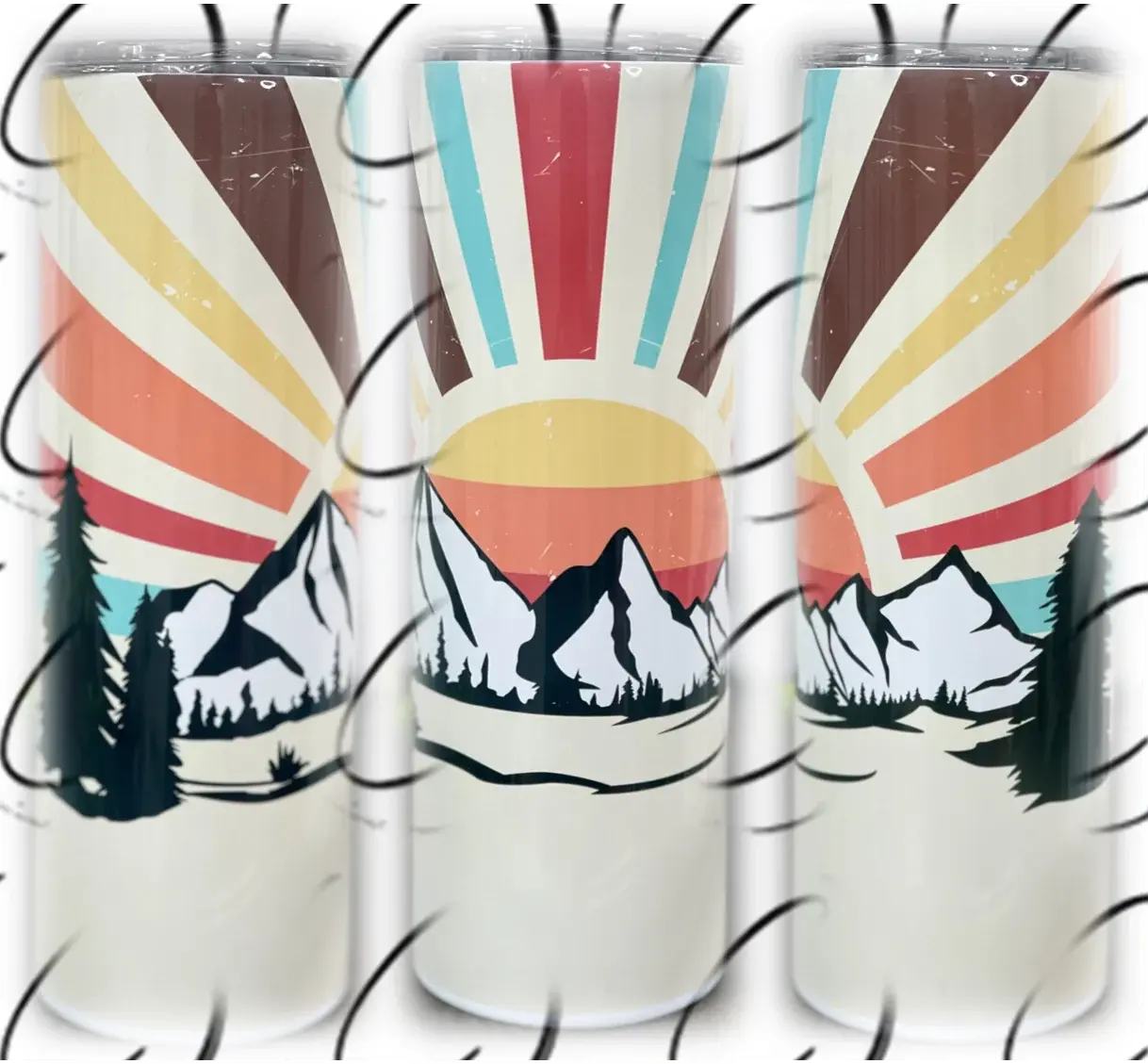 PREORDER: Retro Mountain Sunset Skinny Tumbler Ave Shops