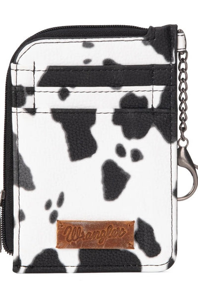 Wrangler Cow Print Print Mini Zip Card Case - Black