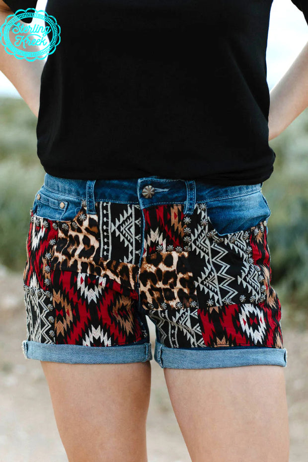 Patched Up Shorts- Leopard