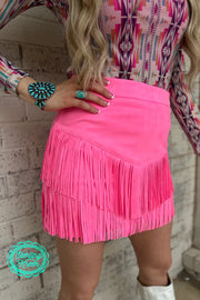 Fort Worth Fringe Skirt- Pink