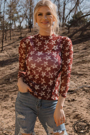 Stars at Night Red Mesh Top