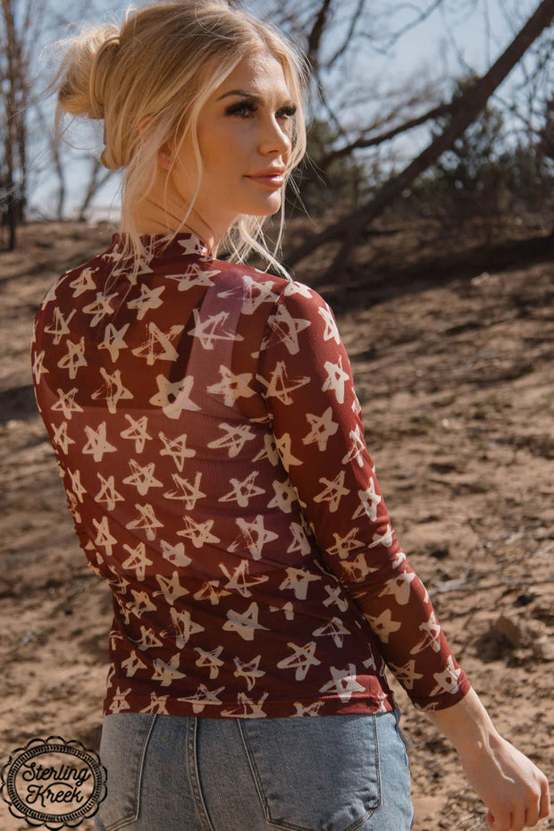 Stars at Night Red Mesh Top