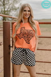 Tooled in Texas Neon Coral Tee