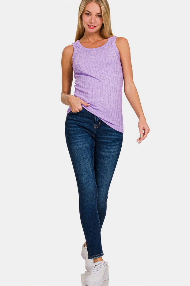 Zenana Ribbed Round Neck Tank