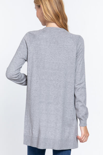 ACTIVE BASIC Open Front Long Sleeve Cardigan