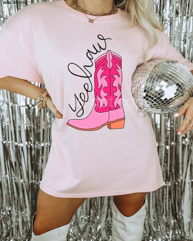 Yeehaw Pink Boot Tee