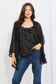 Melody Just Breathe Full Size Chiffon Kimono in Black