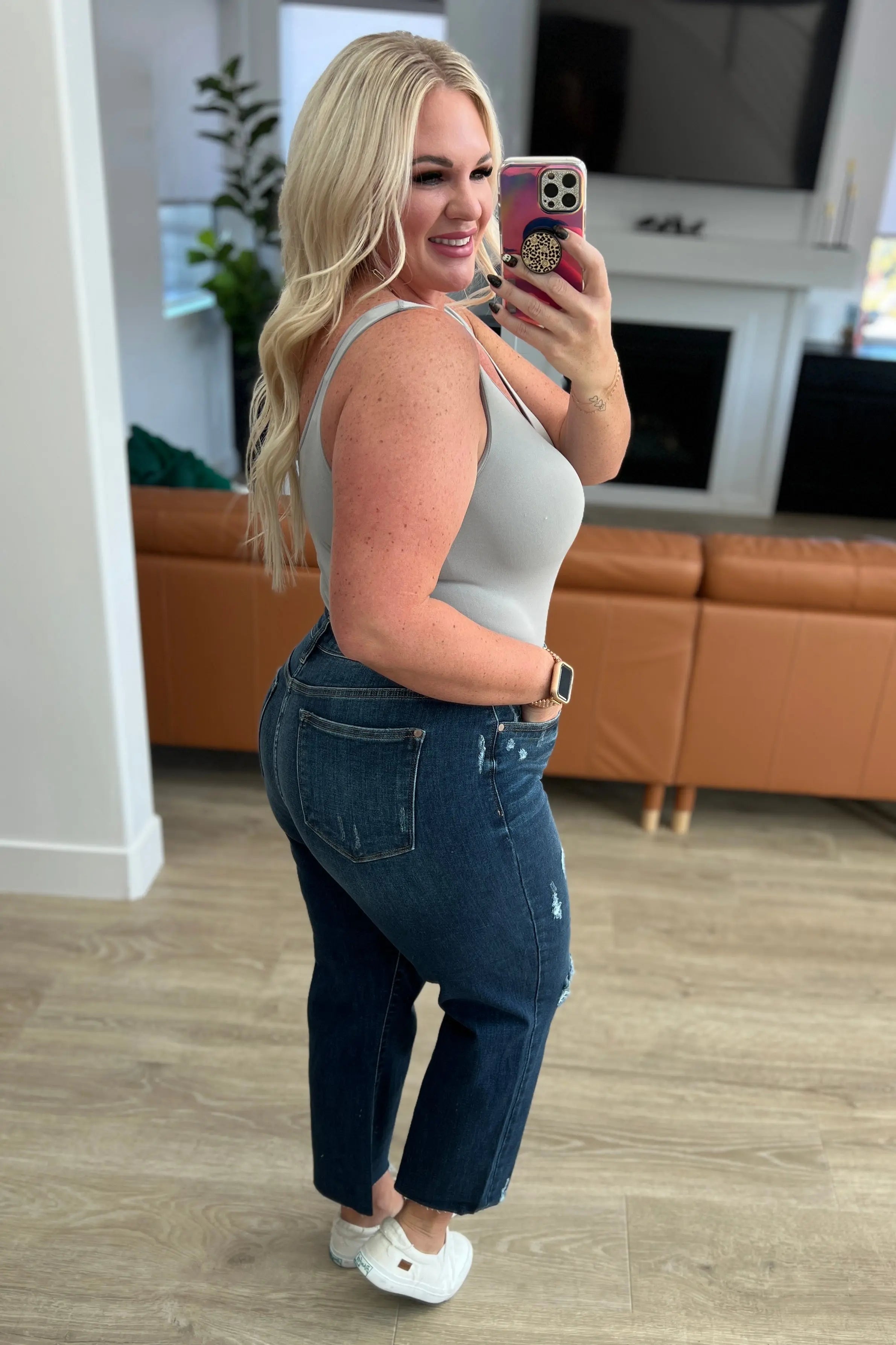 Whitney High Rise Distressed Wide Leg Crop Jeans Ave Shops