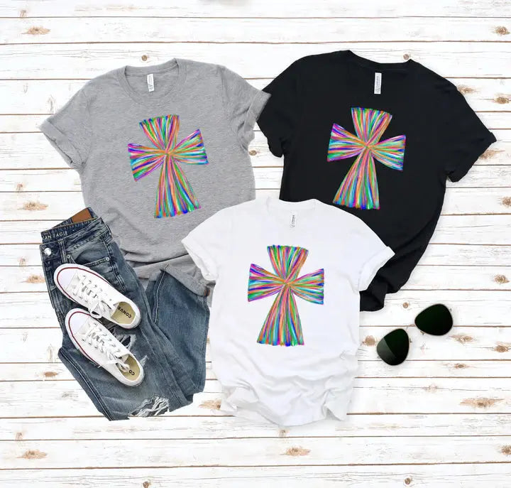 Watercolor Cross Top Classy Southern Bling