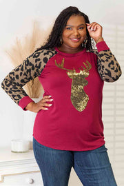 Heimish Full Size Animal Print Reindeer Top