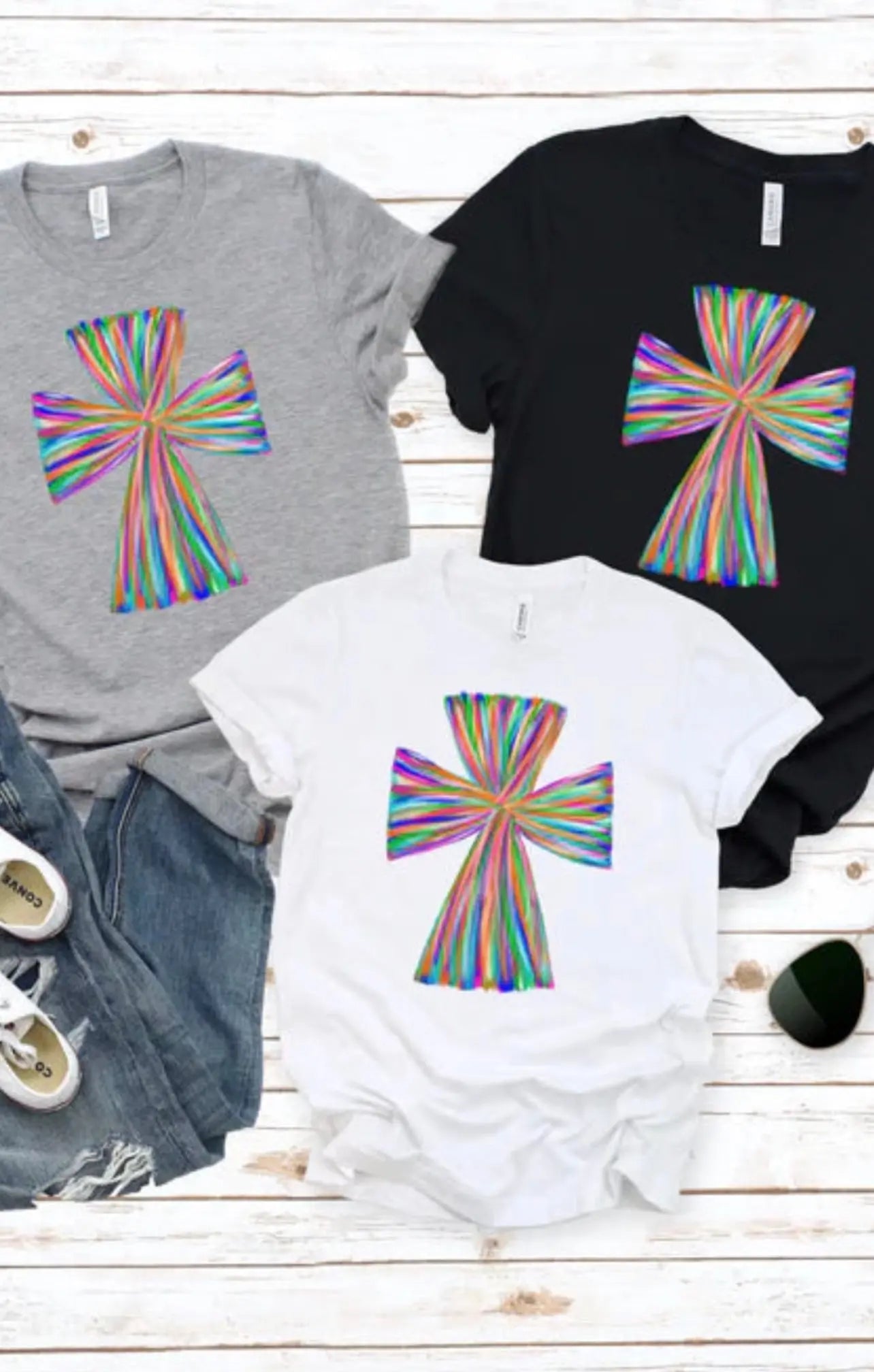 Watercolor Cross Top Classy Southern Bling