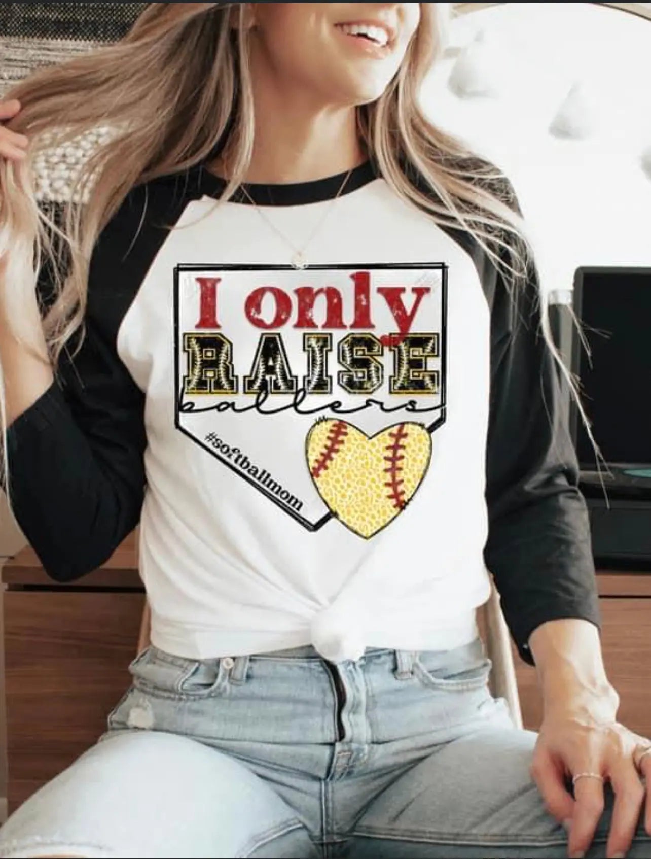 I only raise ballers softball Raglan Classy Southern Bling