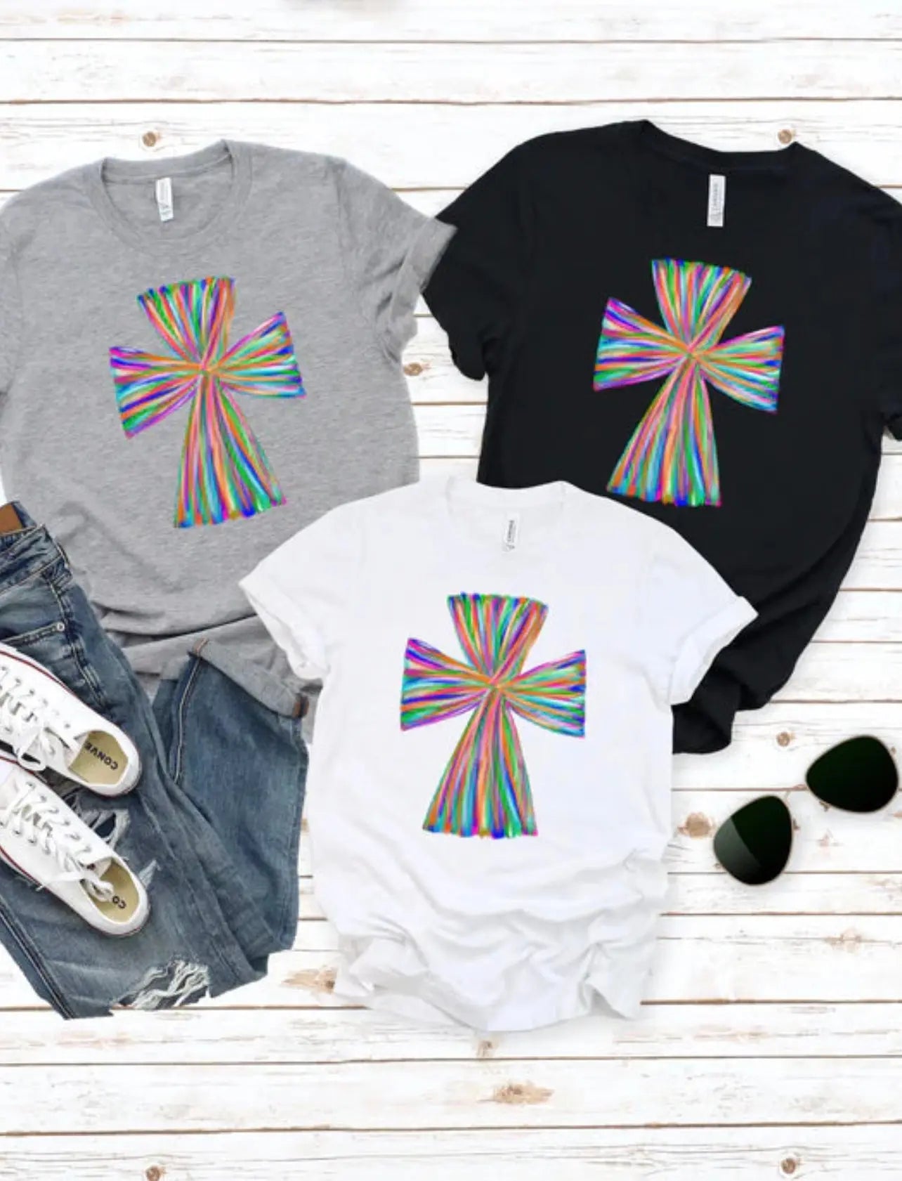 Watercolor Cross Top Classy Southern Bling