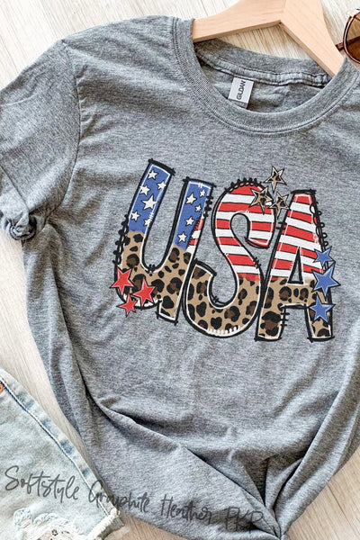 USA Leopard Stars and Stripes Tee